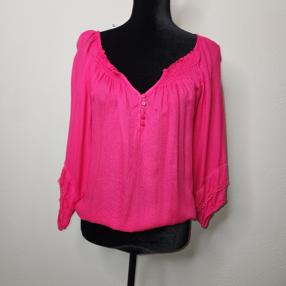 Bohemian hot pink blouse loose fit medium‎